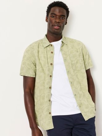 Fat Face FatFace Green Short Sleeve Floral Embroidered Shirt