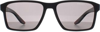 Prada Rectangle Mens Black Rubber Dark Grey Polarized PS05YS - One Size