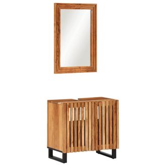 Berkfield Home 2 Piece Bathroom Furniture Set Solid Wood Acacia in Brown