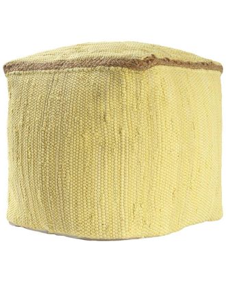LR Home Dayne Transitional Jute Bordered Handmade Textured Pouf