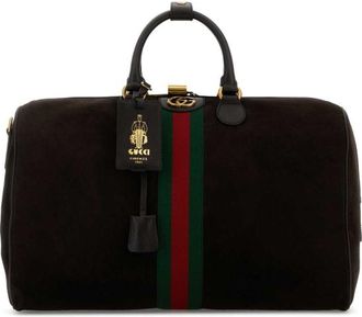 Gucci Dark Brown Suede Medium Gucci Savoy Travel Bag