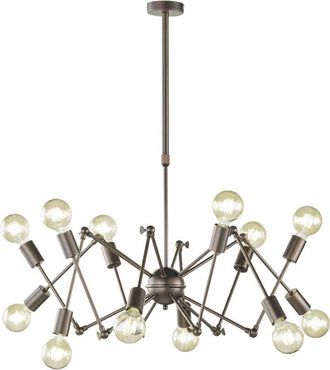 Wofi Leuchten Lampada a sospensione soggiorno Industrial Sputnik lampadario lampada da soffitto vintage retrò, metallo, attacco 12x E27, DxH 95x109 cm Wofi
