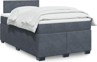 vidaXL Cama Box Spring Con Colch&oacute;n Terciopelo Gris Oscuro 120x190 Cm Vidaxl