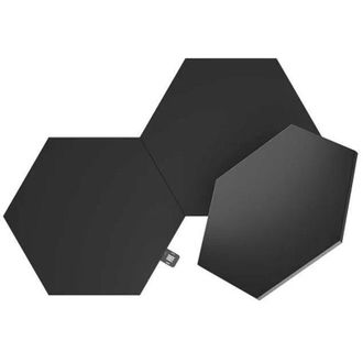 Nanoleaf Shapes Ultra Black Hexagon Expansion Pack, 3 Esagoni led Aggiuntivi rgbw - Applique da Parete Interno Modulari, Luci Led 16M Colori WiFi, Funziona