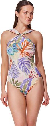 Gottex Cherry Blossom High Neck Twist One Piece in Blossom-Multi at Nordstrom, Size 12