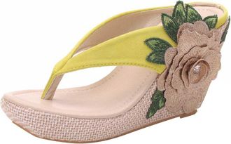 Generic Womens Mules with Heel Flip Flop, Womens Platform Toe Separator Sandals, Flowers Flip Flops, Non-Slip Slippers, Summer Slippers, Wedge Heel Summer Sho