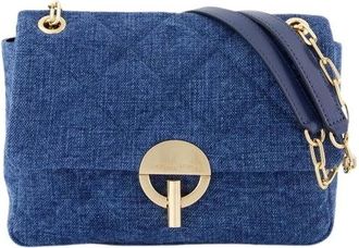 Vanessa Bruno Cross Body Bags, female, Blue, Size: ONE SIZE Blue Linen Moon Bag Double Wear