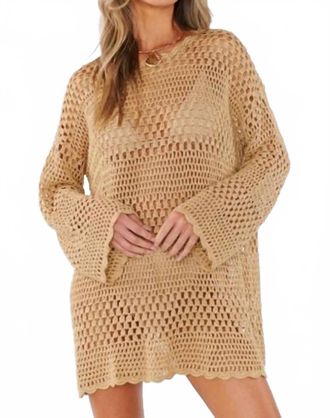 Show me your Mumu Paula Pullover Crochet Mini Dress In Latte Cream