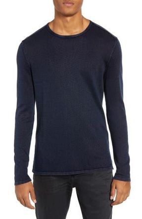 John Varvatos Walter Long Sleeve Acid Wash Crewneck T-Shirt in Deep Blue at Nordstrom Rack, Size Xx-Large