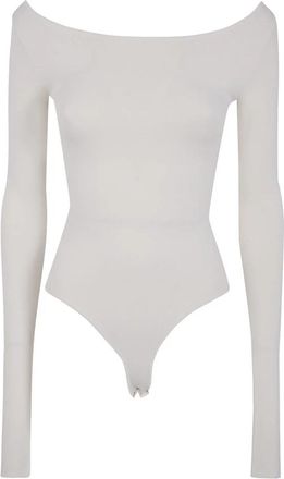 Entire studios Off-the-Shoulder Lange Mouw Bodysuit - Dames - Bodies - Wit - Xl/2Xl - Tweed - Tops