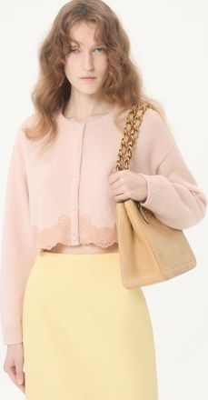 Valentino Cardigan In Lana Con Pizzo Donna ROSA XL