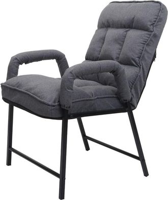 Hhg Hhg - Silla De Comedor 127, Silla Tapizada, 160 Kg De Capacidad De Carga Respaldo Regulable Metal, Tela/textil Gris Oscuro