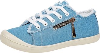 Generic Canvas Shoes Wear Flat Versatile White Sneakers Spring Sneakers Sandals Shoes Women (Sky Blue, 6.5)