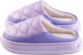 Generic Womens Closed Toe Winter Slippers, Warm Platform Cotton House Shoes with Cozy Plush Lining, Waterproof Non-Slip Indoor Outdoor Slide Slippers,Purple,3