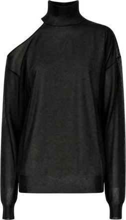 Fendi Turtleneck de Seda Organza - Knitwear - Mujer - Negro - S