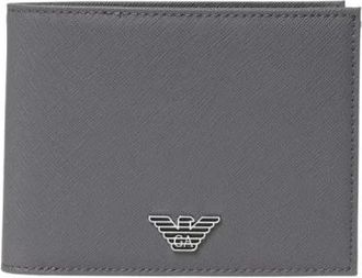 Emporio Armani Portemonnee - Heren - Portefeuilles - Grijs - ONE Size - Leer - Accessoires