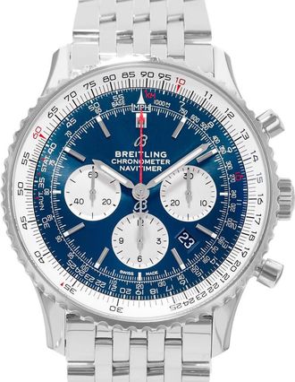 Breitling Pre-owned Breitling Navitemer 01 Chronograph Automatic Chronometer Blue Dial Mens Watch AB0127
