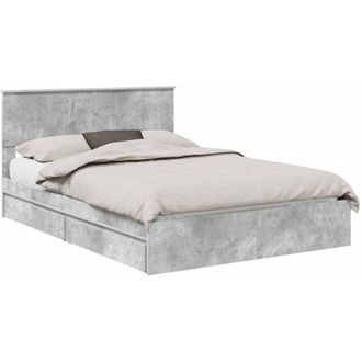 vidaXL Storage Bed Concrete Grey 135 x 190 cm Engineered Wood vidaXL