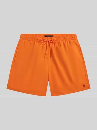 Tommy Hilfiger Regular Fit Badehose mit Logo Stitching in Orange, Gr&ouml;&szlig;e XXL
