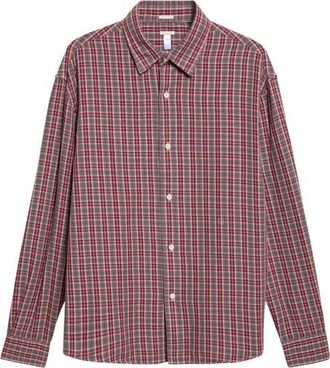 Massimo Alba Boxy Plaid Button-Up Shirt in Faded Rose at Nordstrom, Size Xx-Large