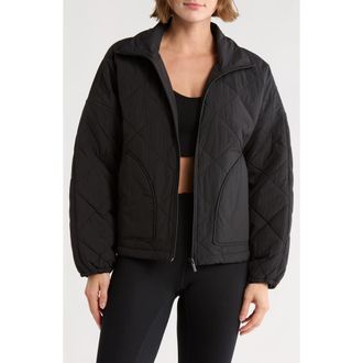 Zella Wander Diamond Quilted Jacket in Black at Nordstrom Rack, Size X-Large