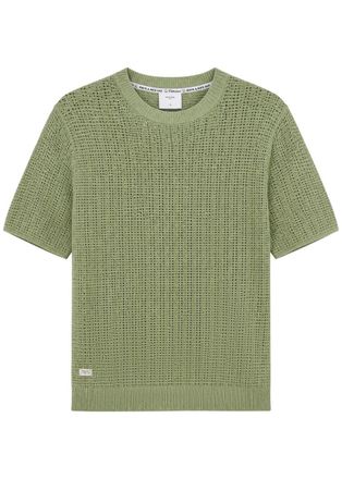 Percival Open-knit Cotton T-shirt - Light Green - XL