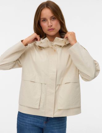 Vero Moda Parka VERO MODA VMMICHELA SHORT PARKA, Damen, Gr. XL, oatmeal, Web, Obermaterial: 100% Polyester, unifarben, h&uuml;ftlang, Jacken Parka, Polyester