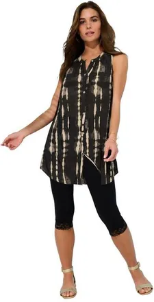 Roaman's Sleeveless Angelina Tunic in Black Variegated Tie Dye at Nordstrom, Size 40
