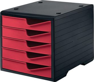 Styro Styro - Coffre De Rangement 5 Tiroirs Noir/canneberge Polystyr&egrave;ne H255xl270xp340mm