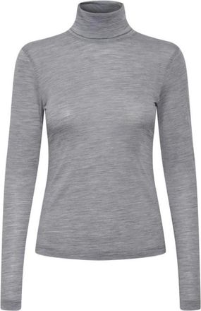 Gestuz Zachte wollen rolkraag top Grijs Melange - Dames - Coltruien - Grijs - XS - Wol - Truien & Vesten