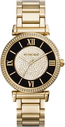 Michael Kors Womens MK3338 Catlin Crystal Dial Ladies Watch Gold Stainless Steel - Size 38mm