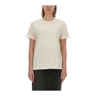 Maison Margiela Logo Cotton Jersey T-Shirt - female - Maison Margiela - T-Shirts - Beige - XS - Tops