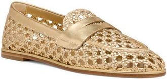 Stuart Weitzman Spencer Woven Loafer in Golden at Nordstrom, Size 10.5