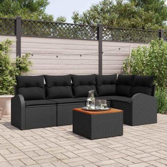 vidaXL Vidaxl - Conjunto De Sof&aacute; De Jard&iacute;n 6 Pcs Negro