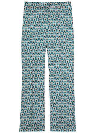 Etro Patterned Satin Straight-leg Trousers - Blue - 42 (UK10 / S)
