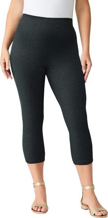 Roaman's Plus Size Essential Stretch Capri Legging in Heather Charcoal at Nordstrom, Size 16