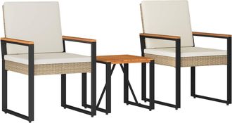 vidaXL Juego De Muebles De Exterior 3 Uds. Beige Y Blanco Crema Vidaxl