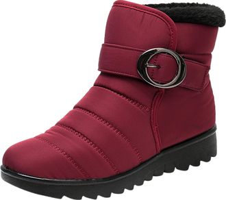 Generic Warm Snow Boots Women - Winter Boots For Women Outdoor Flat Walking Shoes Thermal Anti-Slip Athletic Shoe Fur Lined Thermal Short Ankle Booties Slip O