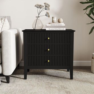 Melody Maison Large 3 Drawer Bedside Table - Hales Black Range