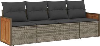 vidaXL Set De Sof&aacute;s De Jard&iacute;n 4 Pzas Y Cojines Rat&aacute;n Sint&eacute;tico Gris Vidaxl