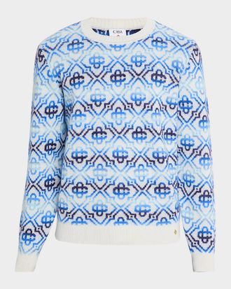 Casablanca Men & apos;s Space Dye Monogram Knit Crewneck Sweater