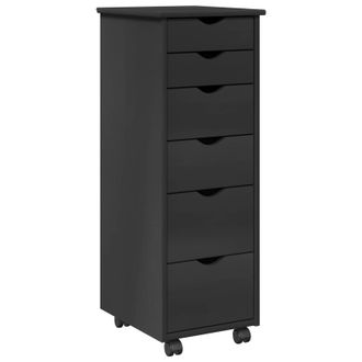 vidaXL Gabinete Rodante 34 X 39 X 93,5 Cm Madera De Pino Macizo Gris Vidaxl