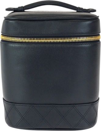 Chanel Black Leather Pouch Vanity Bag (Pre-Owned)