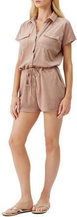 Melissa Odabash Cheryl Cotton Blend Terry Cover-Up Romper in Almond at Nordstrom Rack, Size Small