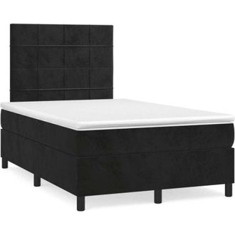 vidaXL Cama Box Spring Con Colch&oacute;n Terciopelo Negro 120x190 Cm Vidaxl
