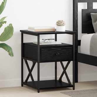 vidaXL Vidaxl Armadio Da Notte Rovere Nero 40 X 42 X 55 Cm