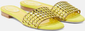 Rene Caovilla Crystal-embellished suede slides