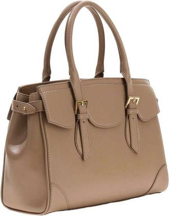 Guess Womens Shoulder Bag Taupe Cow Leather - Satchel-Bags