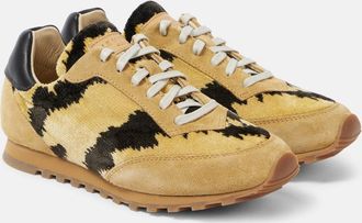 Le Monde Beryl Slim Runner velvet and suede sneakers