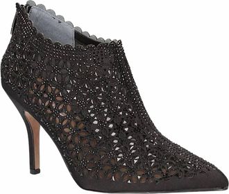 J. Rene&eacute; Womens Nishita Rhinestone Shootie Ankle Boots In Black Satin